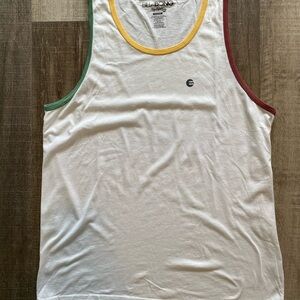Billabong Men's White Tank Top with Multicolor Trim